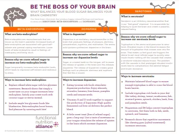 Be the BOSS of your Brain: what balances your blood sugar balances your brain chemistry  by functional nutritionist Andrea Nakayama